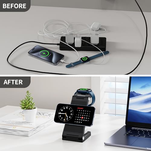 RYND 2026 Traveling Wireless Mag-Safe Fast Charging Station,Magnetic 3 in 1 Charger with Light for iPhone 16 15 14 13 12 Pro Max Plus,Apple Watch Series & Air pods 4 3 2 Pro-Gifts for Wife & Husband - color: Light Yellow