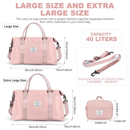 Travel Duffel Bags for Women,Carry-On Weekender Overnight Bag - color: Pink, size: Extra Large