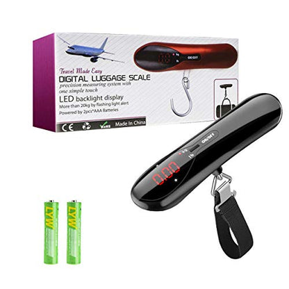Digital Luggage Scale 110lb Portable Travel Hanging Suitcase Weight Scales | Handheld Baggage Scale for Travel Essentials Postal Baggage Backpacks Packages, Backlight LED Display Battery Included