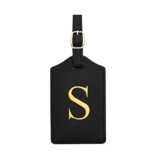 Luggage Tag PU Leather for Suitcase Baggage Handbag Travel Bag Label Suitcase Tag Label Tag w. Name Card & Privacy Cover (S) - style: S