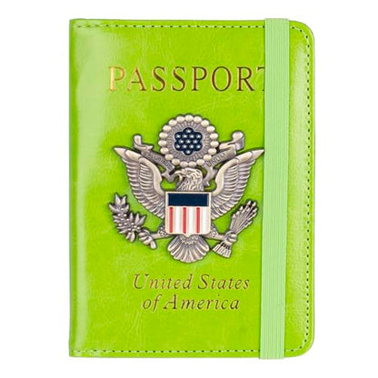 TOURSUIT RFID Blocking Passport Holder, Leather Travel Wallet, Green - color: Green