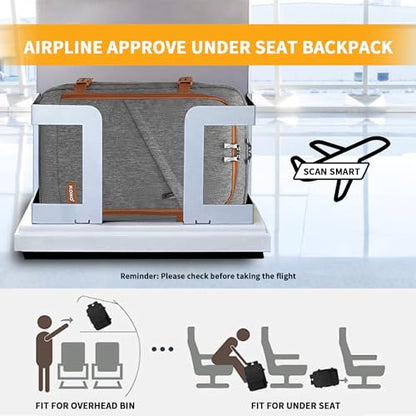 Kono Travel Backpack Airline Approved Under Seat Personal Item Bag - color: Grey/Brown, size: Small