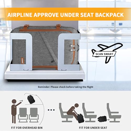 Kono Travel Backpack Airline Approved Under Seat Personal Item Bag - color: Grey/Brown, size: Small