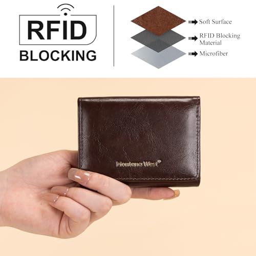 Montana West Wallet Women Small Trifold Wallet RFID Blocking Minimalist Wallets with ID Window - color: Coffee