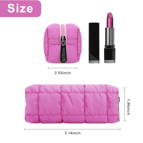E-Tree Quilted Pencil Case,Makeup Brush Bag,Toiletry Pouch,Hot Pink - color: Hot Pink