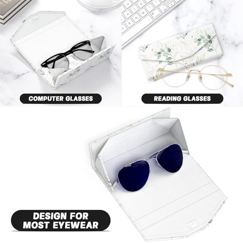 Sunglasses Case, Foldable Glasses Case, Magnetic Hard Shell Folding Holder - color: Eucalyptus Leaves, style: 2 Pcs