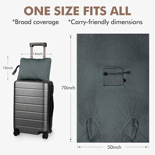Tirrinia Travel Portable Blanket with Feet Airplane Office Poncho - color: Grey Honeycomb