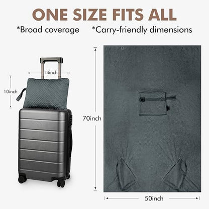 Tirrinia Travel Portable Blanket with Feet Airplane Office Poncho - color: Grey Honeycomb