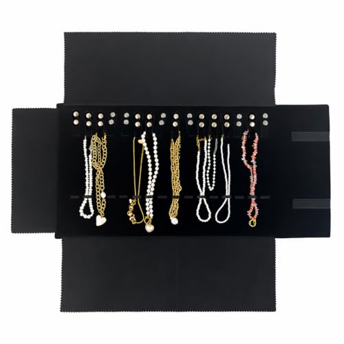 UnionPlus Travel Necklaces Roll Organizer Anti-Tangle, Black - color: Black, size: Medium