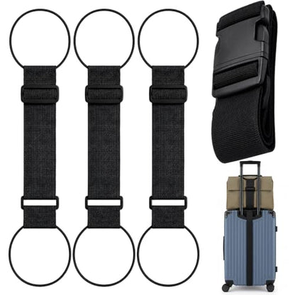 4PCS Luggage Straps For Suitcases,Adjustable Luggage Straps with Heavy-Duty Elastic Bands, Multi-Use Adjustable Luggage Connector Straps for Connecting Multiple Suitcases,Hands-Free Airport and Travel