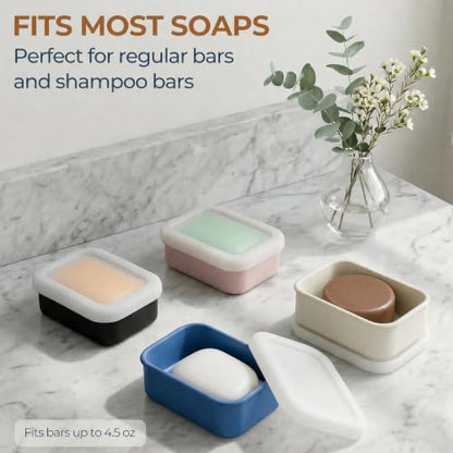 AIMAIMAIMAI Compact Leakproof Travel Soap Case, Silicone Travel Soap Bar Container, Portable Soap Box with Drainage Layer for Camping, Gym (Light Green) - color: Light Green