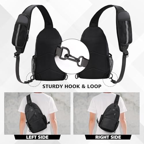 Javolto Sling Bag for men Crossbody Shoulder Backpack Chest Bag Travel Hiking Daypack - color: Black