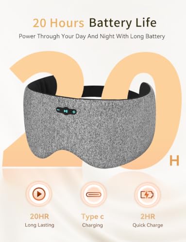 Sleep Headphones Bluetooth 6.0 Sleep Mask for Side Sleepers, 20H Playtime - color: Star Grey