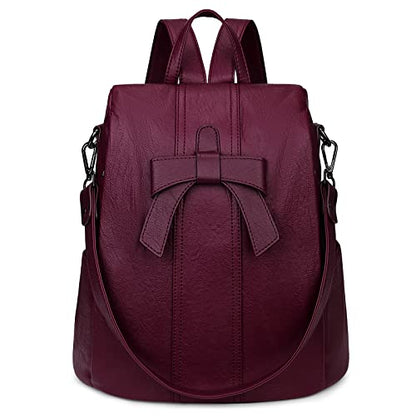 Uromee Travel Backpack Purse Women Vegan Leather Tassel Shoulder Bag - color: 290 Wine Red