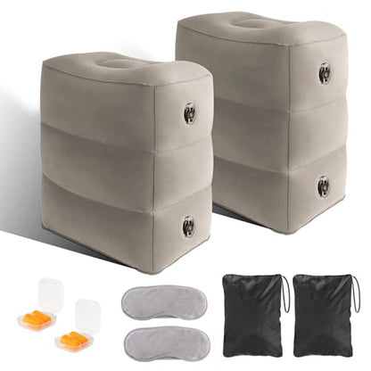 Inflatable Foot Rest Pillow for Travel, Adjustable 3 Height, 2Pcs - size: 2 pieces