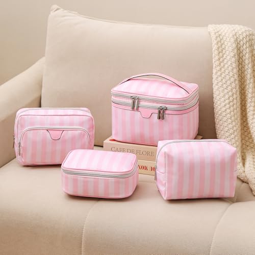 RSRSLEII Waterproof Striped Travel Makeup Bag(02 Compartments) - color: 02 Compartments
