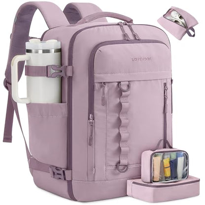 LOVEVOOK Travel Backpack for Women & Men, Flight Approved Carry on Luggage - color: Grape Purple, size: Large-40L-4Pcs