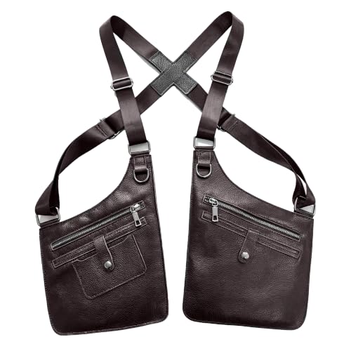 Double Shoulder Armpit Bag Leather Anti-Theft Underarm Holster Bag（Brown） - color: Brown2