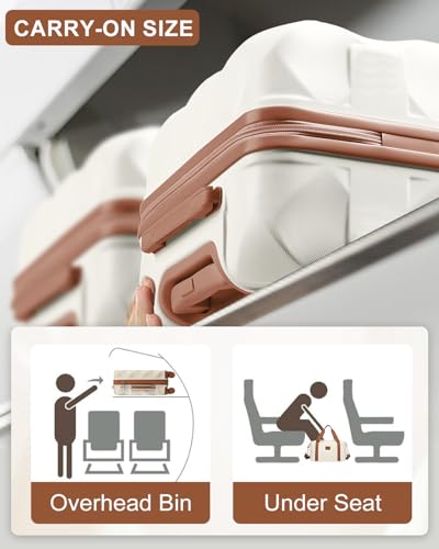 Somago Luggage Sets 5 Piece Hardside 20"/24"/28" with Duffle Toiletry Pouch - color: Beige, size: 5 Piece Set