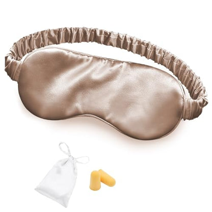 OLESILK 100% Mulberry Silk Sleep Mask for Women - Zero-Pressure Blackout - color: Camel