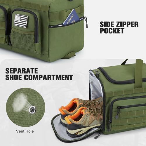 G4Free 3-in-1 Duffle Bag Travel Gym Sports, Large Tactical Duffel Backpack - color: Green