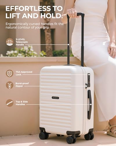 LONG VACATION Luggage Sets, 3 Piece, Durable Suitcase with Spinner Wheels - color: White, size: 3 Piece Set (20in/24in/28in)
