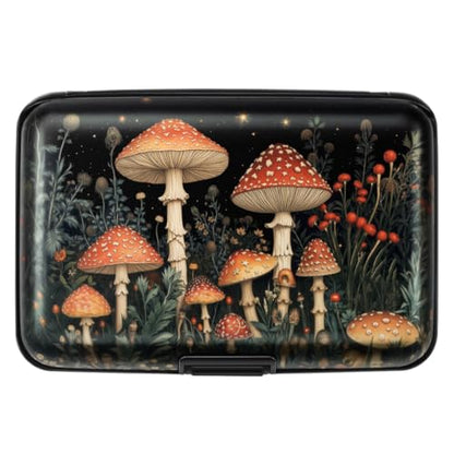 Coco Rossi Credit Card Holder RFID Aluminum Small Mini Wallet Women - color: Mushroom