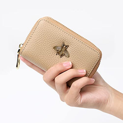 imeetu RFID Credit Card Holder, Small Card Wallet Women, Leather Card Case - color: Lite - Khaki, size: Lite