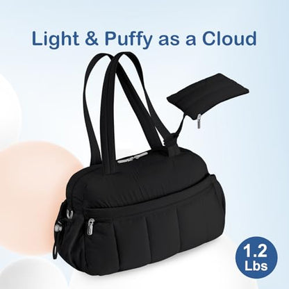 TOPDesign Travel Duffel Bag, Puffy Carry On Overnight, Gym Bag w/Wet Pocket - color: Black