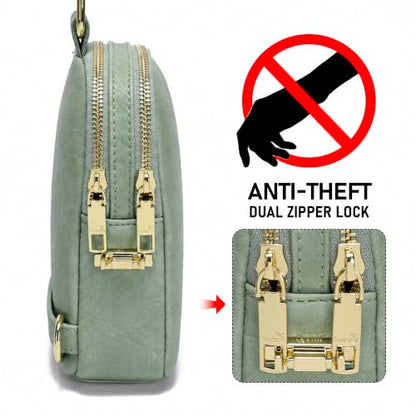 INICAT Anti Theft Crossbody Bag for Women, Small Sling Purse - color: Sage Green, size: Small
