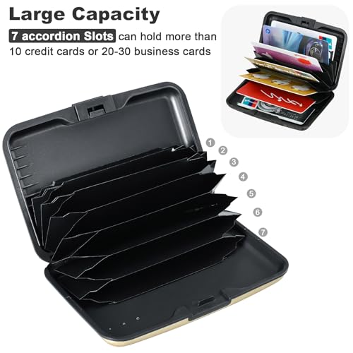 ELFISH Mini RFID Aluminum Wallet Credit Cards Holder Business Card Case Metal ID Case for Men Women（Beach - color: Beach