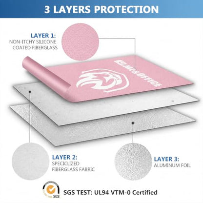 Andyer 2 Pockets Fireproof Document Bag (15"x11"), Protect Values from Fire - color: Pink