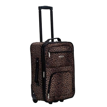 Rockland Fashion Softside Upright Luggage Set, Leopard, 2-Piece (14/19) - color: Leopard, size: 2 Piece (19"/14" Tote)
