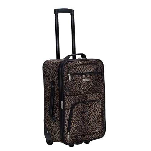 Rockland Fashion Softside Upright Luggage Set, Leopard, 2-Piece (14/19) - color: Leopard, size: 2 Piece (19"/14" Tote)