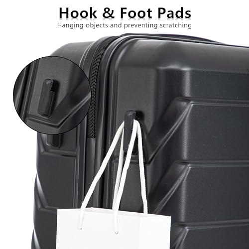 Merax 3 pcs/set in ABS Spinner Wheel Luggage Set, Carry on Suitcase - color: black/black