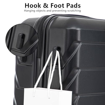 Merax 3 pcs/set in ABS Spinner Wheel Luggage Set, Carry on Suitcase - color: black/black