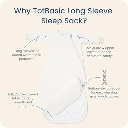 1.0 TOG Long Sleeve Sleep Sack, Baby Wearable Blanket 2-Way Zipper - color: Cloud, size: 6-18 Months