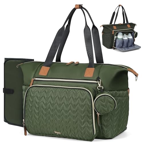 Diaper Bag Tote, Large Baby Hospital Bag for Labor Delivery Mom - color: Dark Green