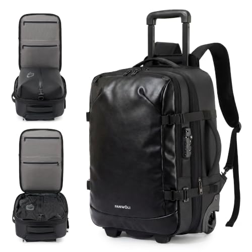 Rolling Travel Backpack with One-Button Vacuum System, 55L, Space Black - color: Space Black