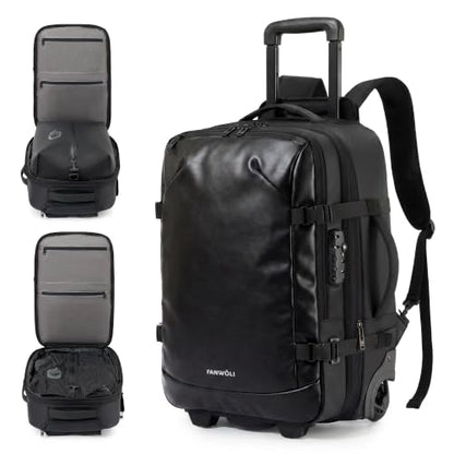 Rolling Travel Backpack with One-Button Vacuum System, 55L, Space Black - color: Space Black