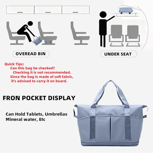 Travel Rolling Duffel Bag with Removable Wheels,Expandable Foldable Carry-On Luggage for Trip or Hospitalization - color: Blue Backpack