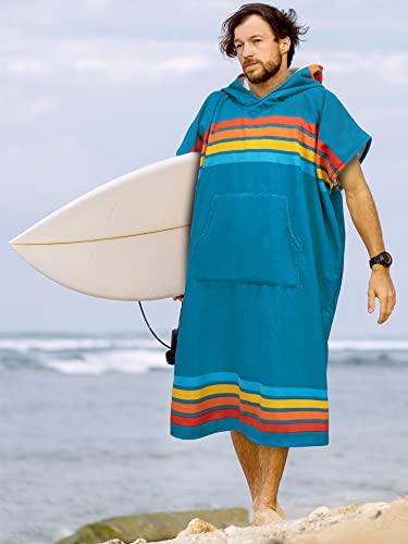 SUN CUBE Surf Poncho Changing Robe with Hood, Wetsuit Changing Hooded Towel - color: Sunset Blue