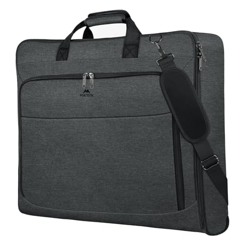 MATEIN Garment Bags for Hanging Clothes, Large Travel Suit Bag with Strap - color: Dark Grey