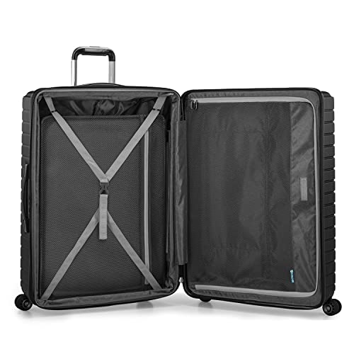 Traveler's Choice Archer Polycarbonate Hardside Spinner Luggage Set, Tie Down Straps, Black, Checked 29-Inch - color: Black, size: 1-Piece (Checked 29-Inch)