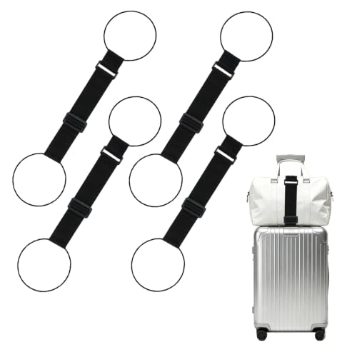 Luggage Connector Straps, Adjustable Elastic Durable Straps for Connecting Luggage Bags to Suitcases, Hands-Free Travel Essential (4PCS Black) - color: 4PCS Black