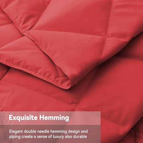 Deodar Down Fiber Throw Blanket Lightweight Packable Throw Indoor & Outdoor - color: Scarlet
