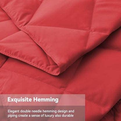 Deodar Down Fiber Throw Blanket Lightweight Packable Throw Indoor & Outdoor - color: Scarlet