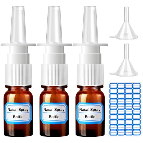 6 Pcs Nasal Spray Bottle Glass Empty Refillable, 5ML/0.17OZ - color: Brown 6Pcs
