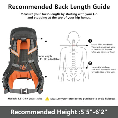 Hiking Backpack for Women Men,30+5L Waterproof Camping Backpacking Backpack - color: Gray