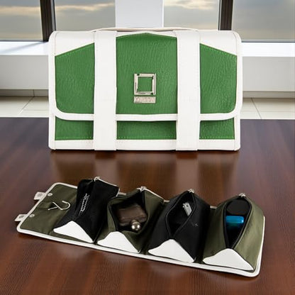 Compact Leatherette Travel Case for Men & Women, Gem/Cream - color: Gem / Cream